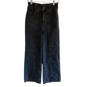 Pilcro Anthropologie High‎ Rise Cropped Jeans Women’s Size 26 Wide Leg Black